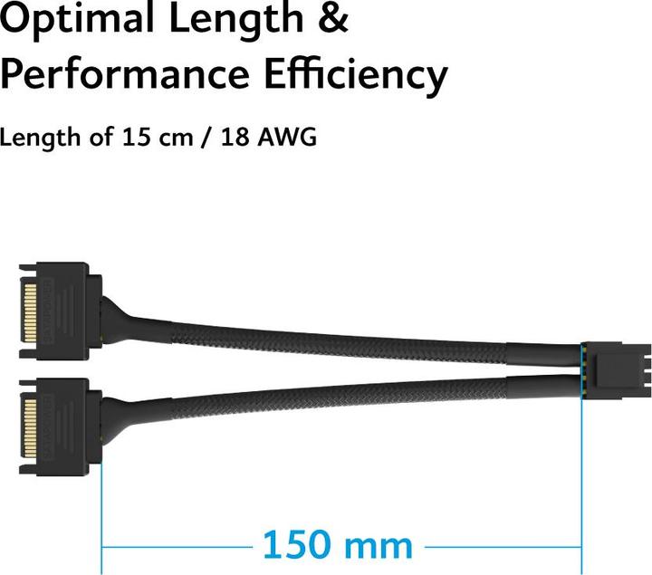 Produktbild Akasa - Dual SATA zu 8-Pin CPU Stromadapterkabel