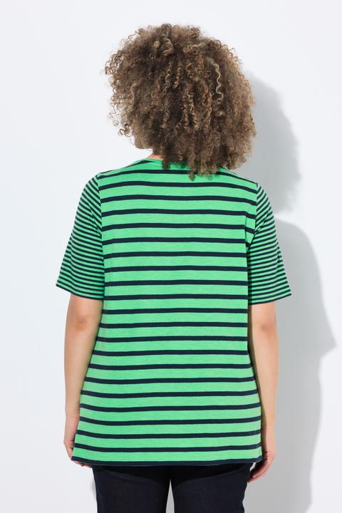Produktbild Ulla Popken Shirt, Ringelmix, A-Linie, V-Ausschnitt, Halbarm (42, 44)