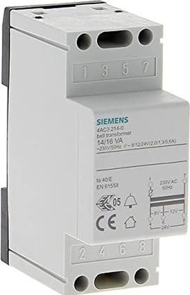 Produktbild Siemens Klingeltransformator 14VA Primär 230240V AC 50Hz Sekundär 8V 12V 24V