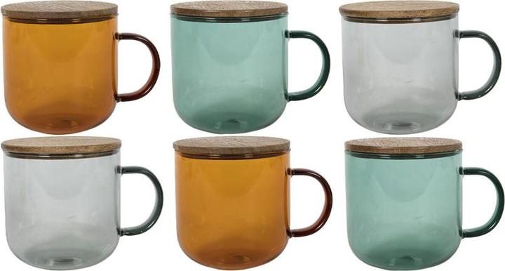 Tavola Becher aus farbigem Borosglas mit Henkel 350ml 6 Stk. (350 ml, 6 x)