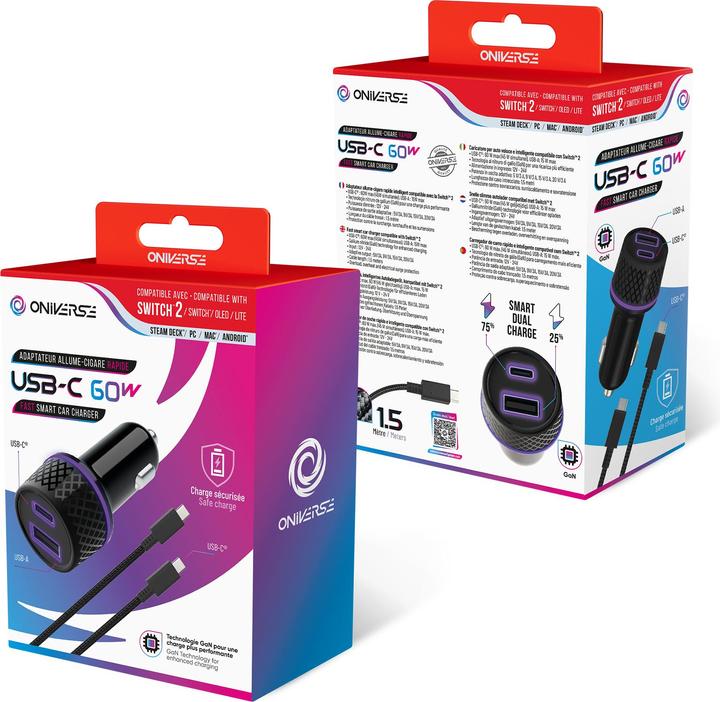 Produktbild Oniverse Ladegerät Autoadapter (60W) - Gaming-Zubehör