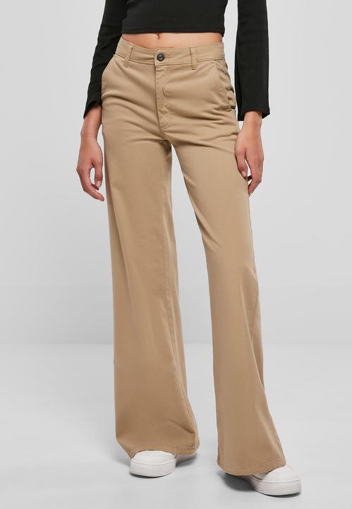 Actual product image Urban Classics Ladies High Waist Wide Leg Chino Pants (34)