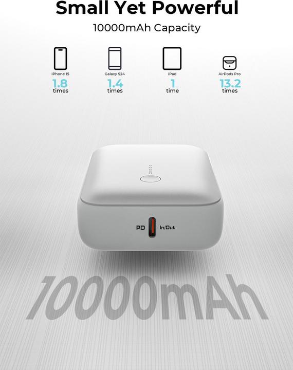 Produktbild Aukey Spark Mini 10000, 20W, PD,QC PB-Y55 WH Powerbank,White,USB-C,USB-A (10000 mAh, 20 W)