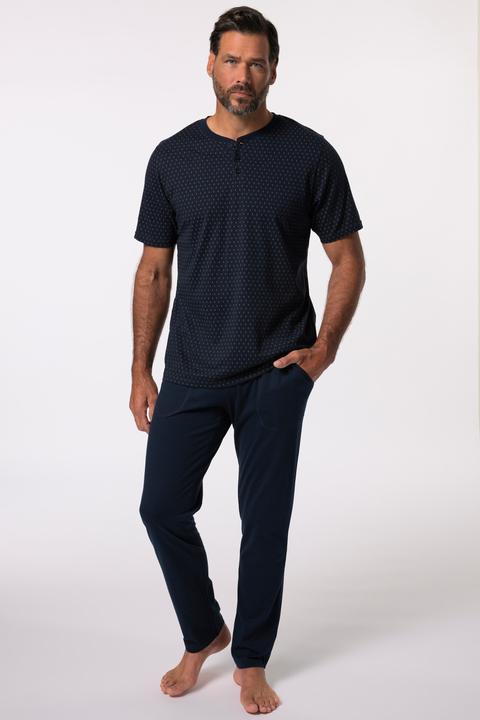 Produktbild JP1880 JP 1880 Schlafanzug, Homewear, Zweiteiler, Henley mit Minimalprint, lange Hose (5XL)