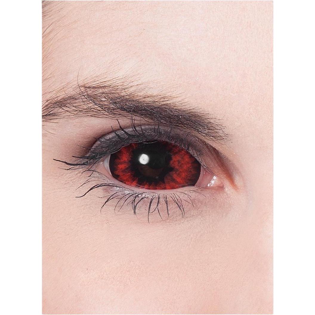 Metamorph, Farbige Linsen, Sclera rot Teufel 6 Monatslinsen für Fasching Hallowee (Rot)