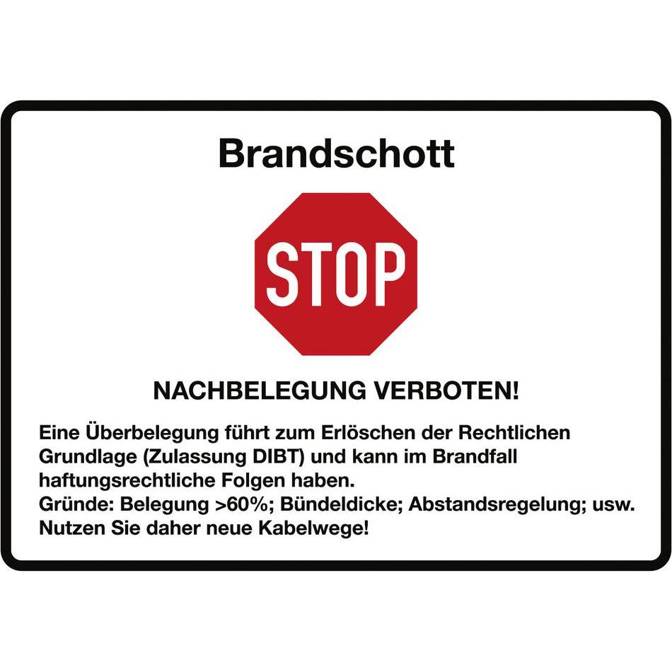 Dönges, Sicherheitskennzeichnung, Folienaufkleber, Aufschrift "Brandschott"-"STOP-Nachbelegung verboten"