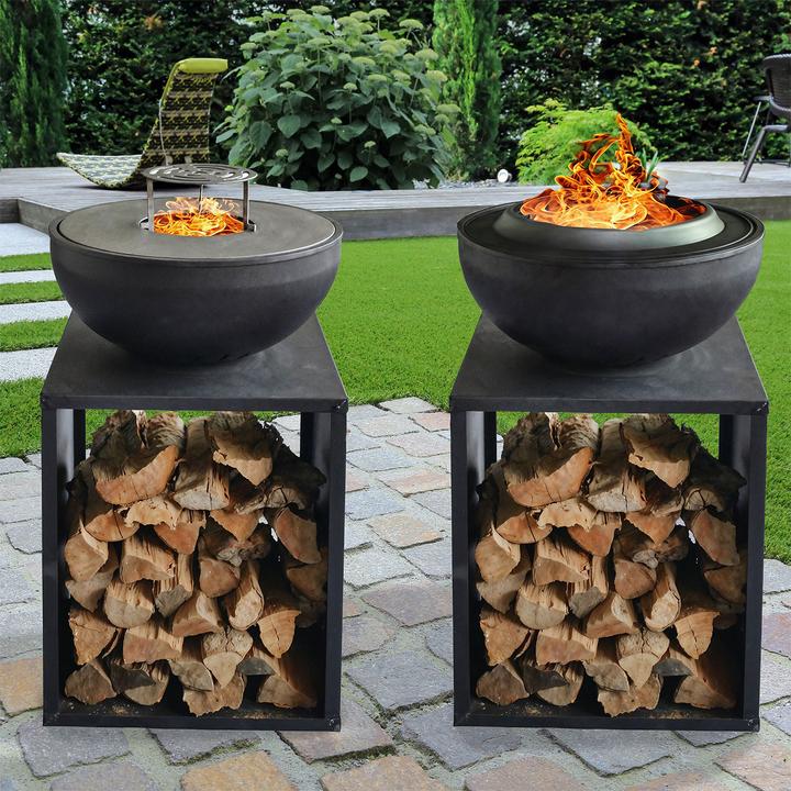 Actual product image Eden Outdoor Hochwertige 2-in-1 Feuerschale mit Grillfunktion und Holzfach, raucharm (51.50 cm)