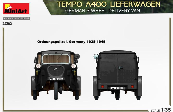 Immagine prodotto Mini art Furgone per consegne Tempo A400. Furgone tedesco a 3 ruote per consegne