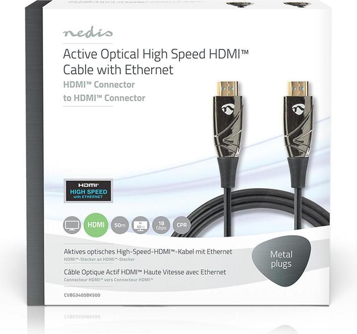 Productafbeelding Nedis Actieve Optische Hoge Snelheid HDMI Kabel met Ethernet | HDMI™ Man | HDMI™ Man | 4K@60Hz (50 m)