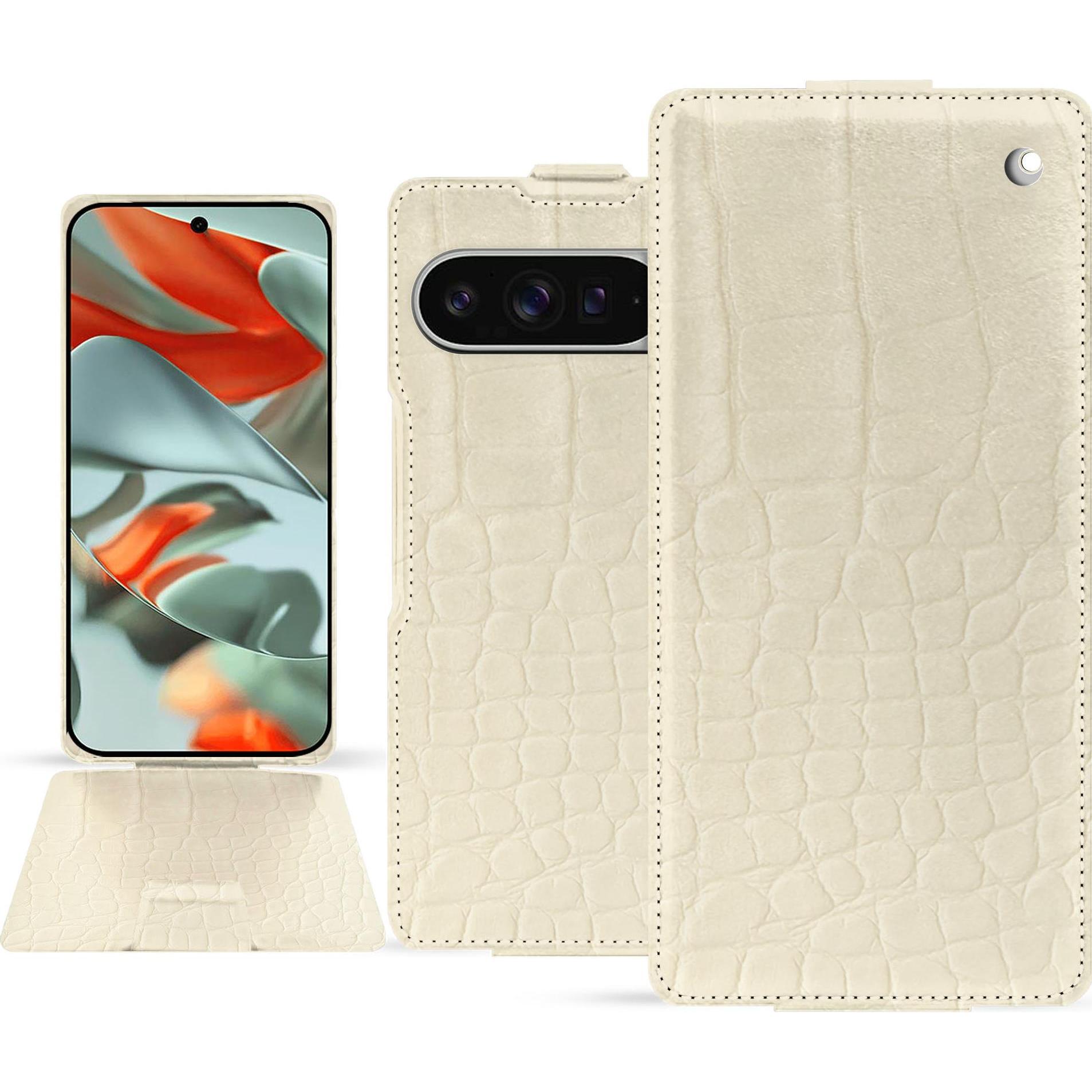 Noreve Lederschutzhülle vertikal (Google Pixel 9 Pro XL), Smartphone Hülle, Beige