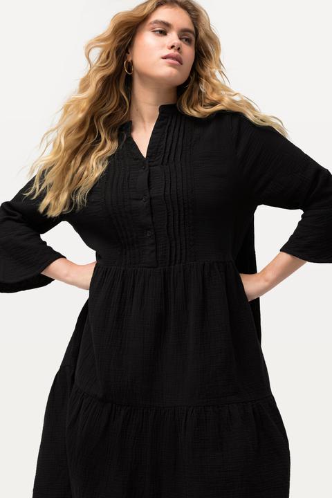 Produktbild Ulla Popken Musselin-Kleid, A-Linie, Tunika-Ausschnitt, 3/4-Arm (50, 52)