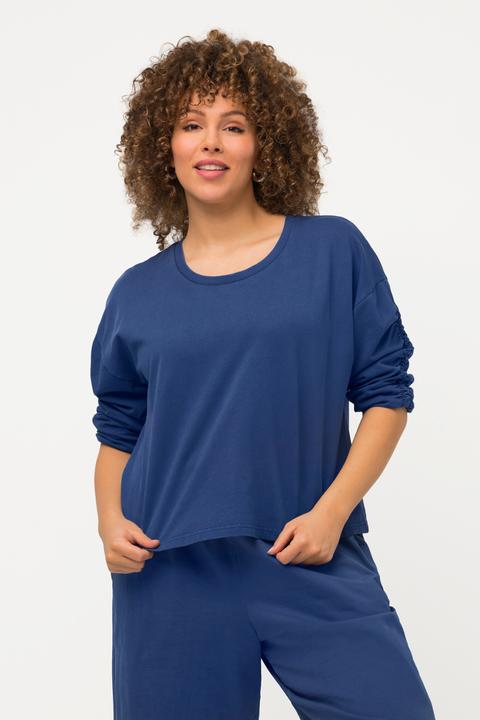 Actual product image Ulla Popken Cropped Oversized Sweatshirt with Ruched Sleeves (58)