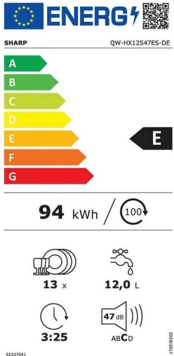Label énergétique Sharp QW-HX12S47ES-FR