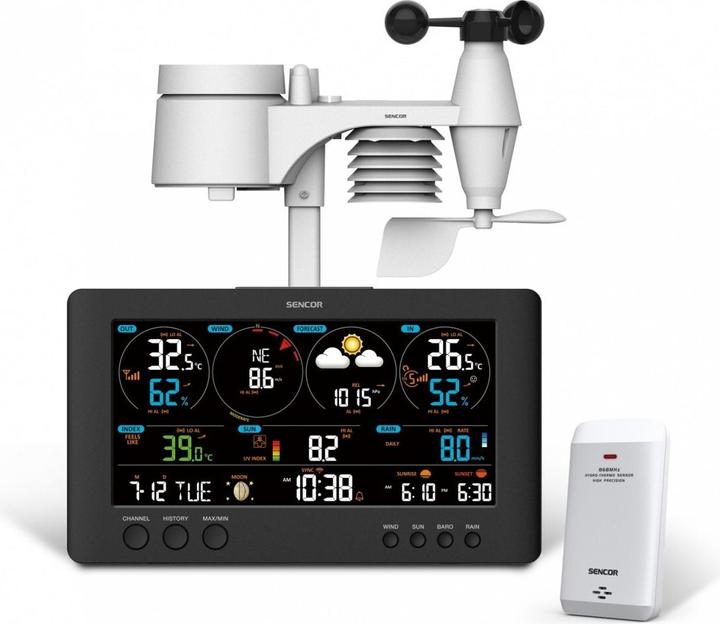 Produktbild Sencor Professionelle METEO WiFi-Station SWS 12500 mit LCD-Display, 21,4 cm Farbe