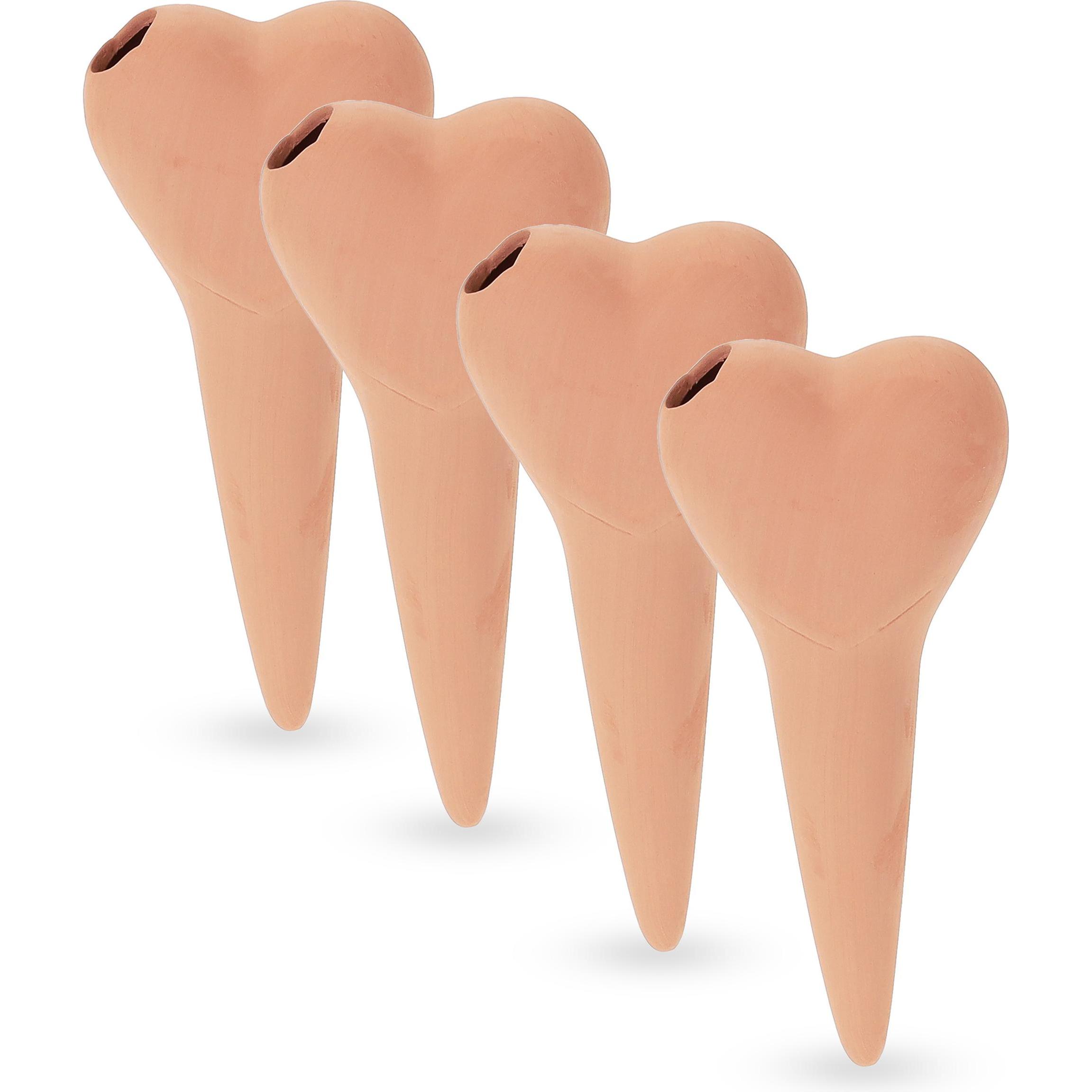 Relaxdays, Bewässerungskugeln + Tonkegel, 4x Tonkegel (Tonkegel Bewässerung)