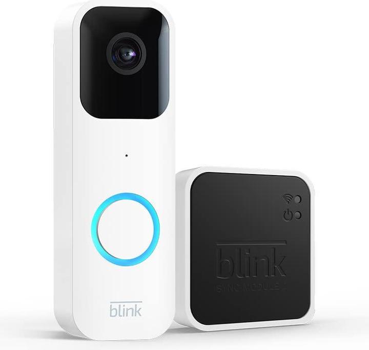 Produktbild Amazon Blink Video Doorbell + Sync Module 2 - Zwei-Wege-Audio, HD-Video, weiss (Kabellos)