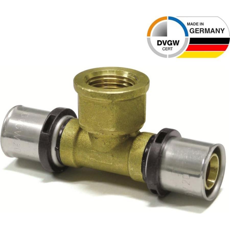 Sanpro, Rohrverbindungstechnik, Pressfitting T-Stück Innengewinde TH Kontur, Grösse 32x3, Gewinde 1/2" (Pressverbindung)