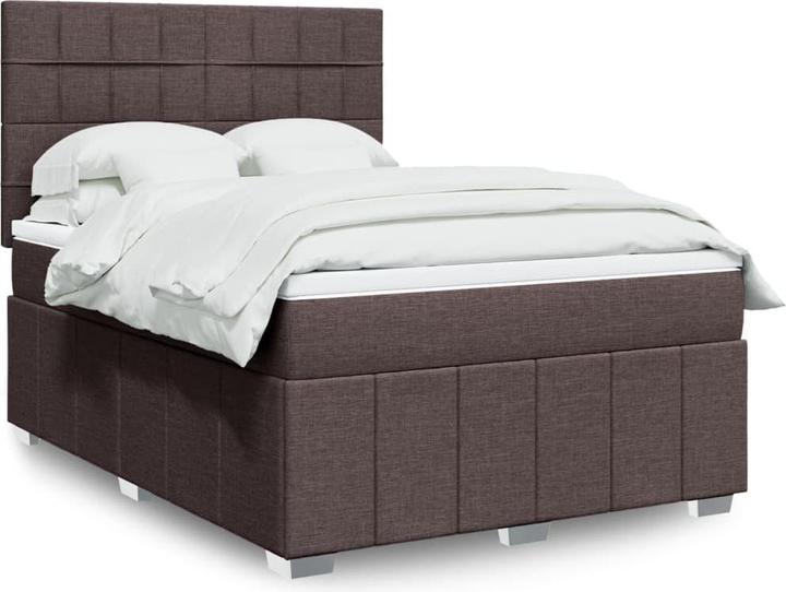 vidaXL Boxspringbett Polsterbett Bett mit Matratze Dunkelbraun 140x190cm Stoff (140 x 190 cm)