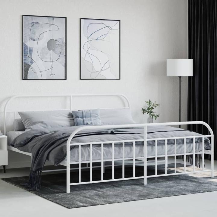 Image du produit VidaXL Bettgestell mit Kopf- und Fussteil Metall Weiss 200x200 (200 x 200 cm)