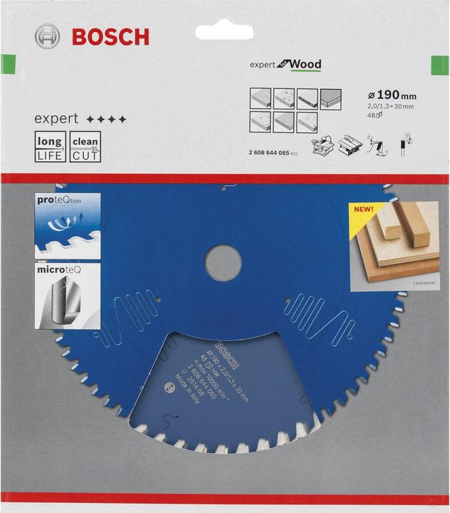 Produktbild Bosch Professional Zubehör Kreissägeblatt Expert for Wood, 190 x 30 x 2,0 mm, 48
