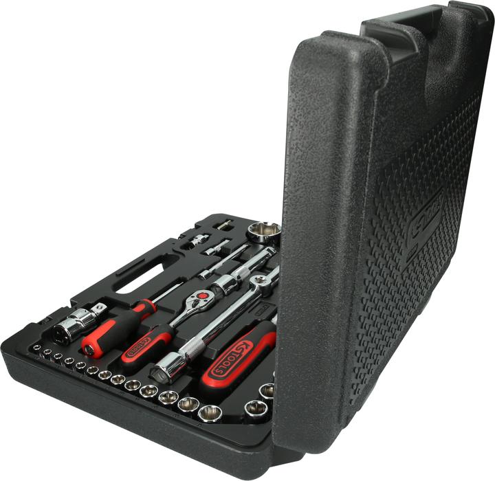 Produktbild KS Tools 1/4" + 1/2" CHROMEplus Steckschlüssel-Satz, 78 Teile, Flank Traction (1/4", 1/2")