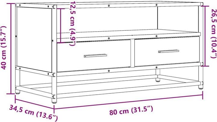Produktbild VidaXL TV Schrank Lowboard Fernsehschrank Fernsehtisch Grau Sonoma Holzwerkstoff (80 x 34.5 x 40 cm)