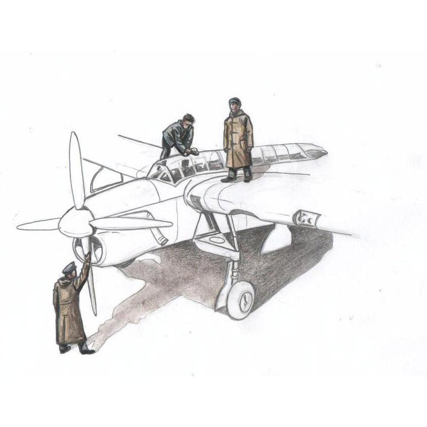 CMK Barracuda Mechanics (3 figures,aboard carrier w/raincoat)f.Sp.Hobby kit