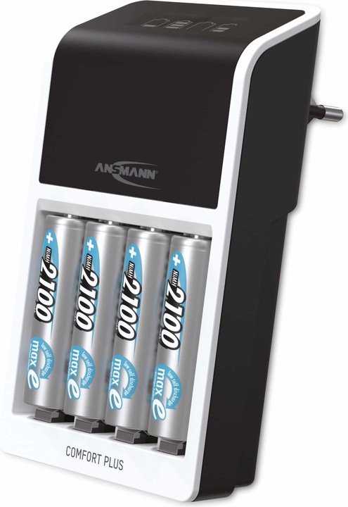 Ansmann 1001-0094 Comfort Plus quick charger for NiMH batteries, AA or AAA (1 pcs., AA, AAA, 2100 mAh, Battery + charger)