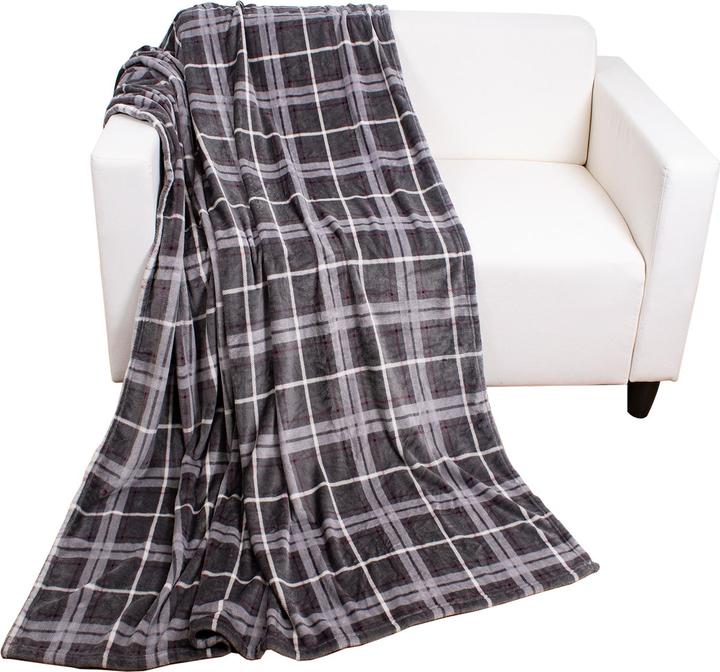 Mojawo Flanelldecke Karo Kuscheldecke Wolldecke Wohndecke 150x200cm Grau (150 x 200 cm)