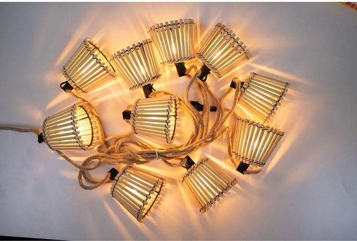 Productafbeelding Newgarden OKINAWA LED 8m slinger sprookjesverlichting, bamboe, jute voor buiten 10x E12 IP44 (8 m)