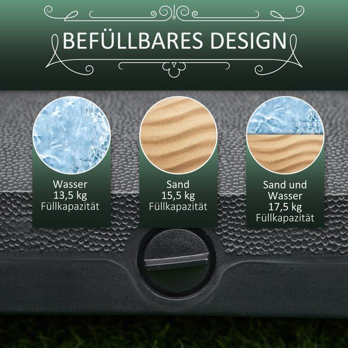 Actual product image Swisshandel24 Sonnenschirmständer mit Roller, befüllbar bis 20kg, ø 38/48mm Schwarz 45x45cm