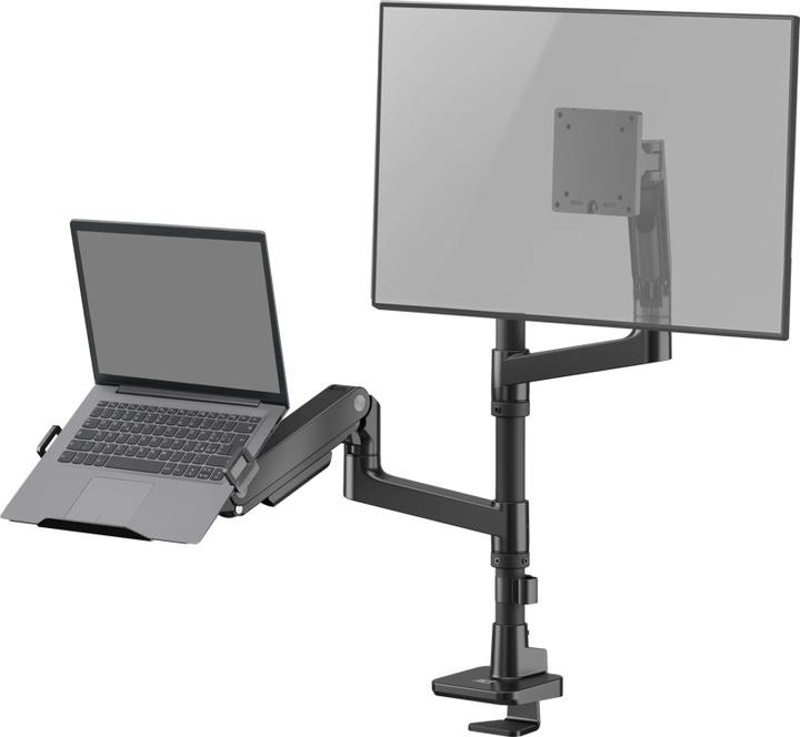Image du produit ACT Bras simple pour écran et ordinateur portable Office premium, avec vérin à gaz, monté sur pied (Tables, 49", 20 kg)