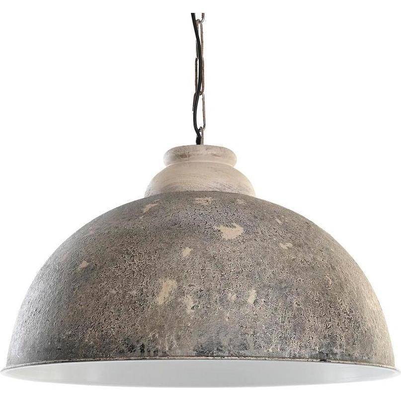 DKD Home Decor, Lampada a sospensione, Deckenlampe Schwarz Grau Holz Metall 50 W 61 x 61 x 37 cm