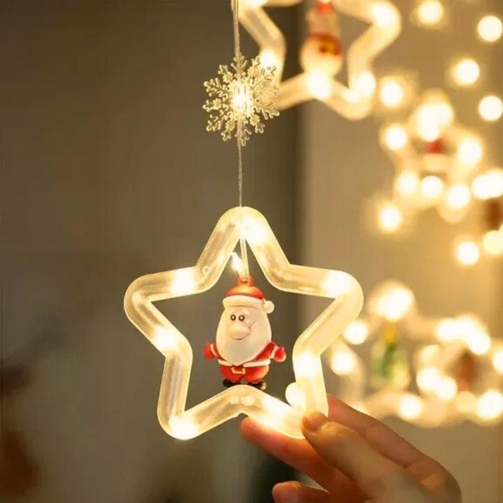 Produktbild Hermex LED Weihnachtslichterkette 3m Sternen-Lichtervorhang mit Schneeflocken (3 m)