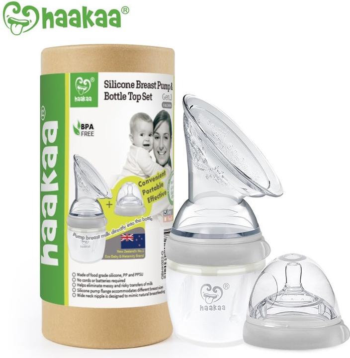 Produktbild Haakaa Generation 3 Milchpumpe + Baby Flasche Top Set 160ml - Grau