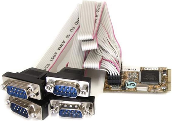 Actual product image StarTech 4 Port Serial RS232 Mini PCI Express Card with 16650 UART - Serial 4 Port RS-232 / DB9 mini PC...