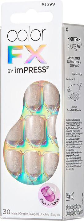 Produktbild KISS Glue-on nails ImPRESS Color FX - Rebel 30 pcs (Kunstnägel, Rebel Light White)