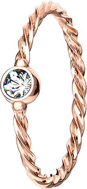 Immagine prodotto Star Piercing Anello Micro Piercing intrecciato in oro rosa e argento con cristalli (senza ottone, Acciaio chirurgico 316L)