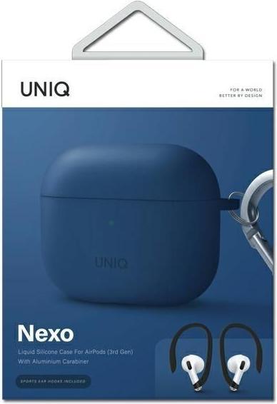 Produktbild Uniq CASE nexo AirPods 3 GEN + Ohrhaken Silikon blau/blau (Kopfhörer Hülle)