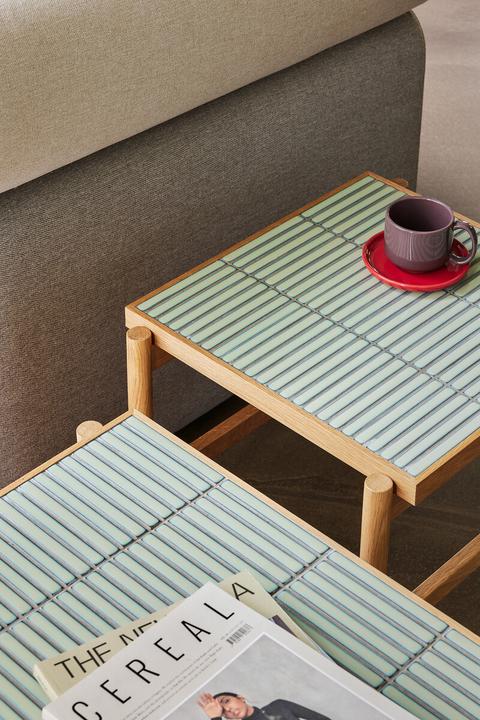Produktbild Hübsch Tile Side Table Mint/Natur (45 x 51 x 44 cm)