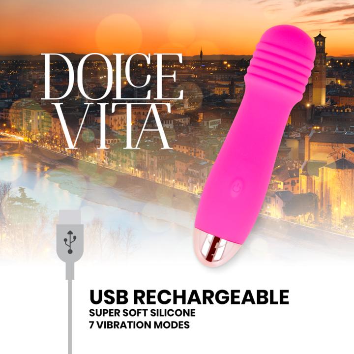 Actual product image Dolce Vita Rechargeable Vibrator Three Pink 7 Speeds