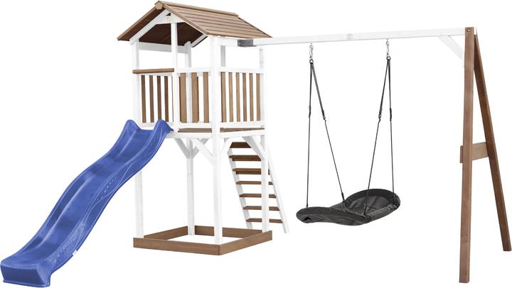 Axi Tour de jeux Beach Tower avec balançoire Roxy Nest marron/blanc - Toboggan bleu
