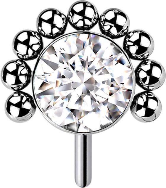 Produktbild Star Piercing Threadless silber front Kugelhalbblume Kristall silber (ohne Messing, Titan)