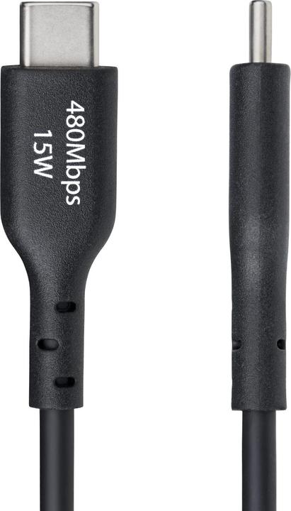 Actual product image StarTech Cable USB-A to USB-C 1m Black (1 m, USB 2.0, 15 W)