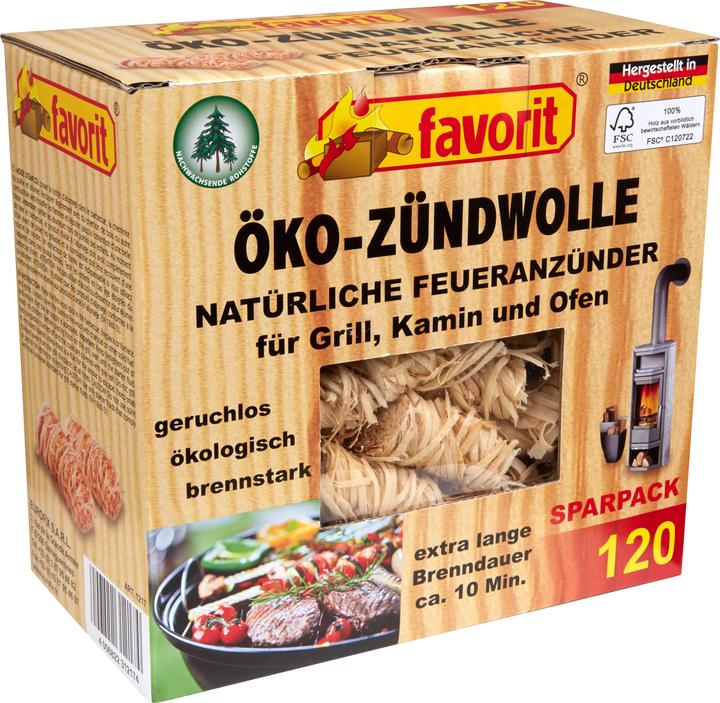 Favorit Befeuerung Öko-Zündwolle, Feueranzünder, 120 Stück