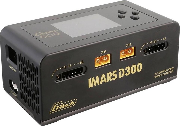 Actual product image Gens Ace IMARS D300 G-Tech Channel AC/DC 300W/700W RC Battery Charger-EU Black