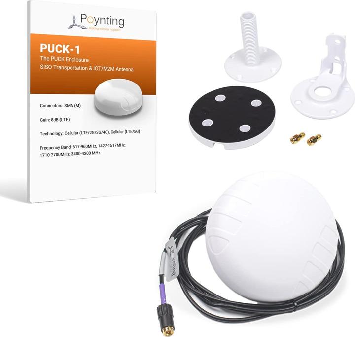 Actual product image Poynting Antennas - 5G/LTE - Automotive/Marine - A-PUCK-0001-V1-01-W - white - SMA (M) - 6dbi SISO LTE-Ant (5G)