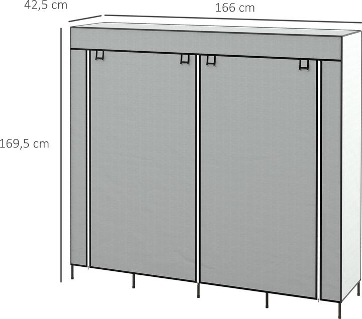 Image du produit Homcom Armoire en tissu avec portes à fermeture éclair (166 x 42.5 x 169.5 cm)