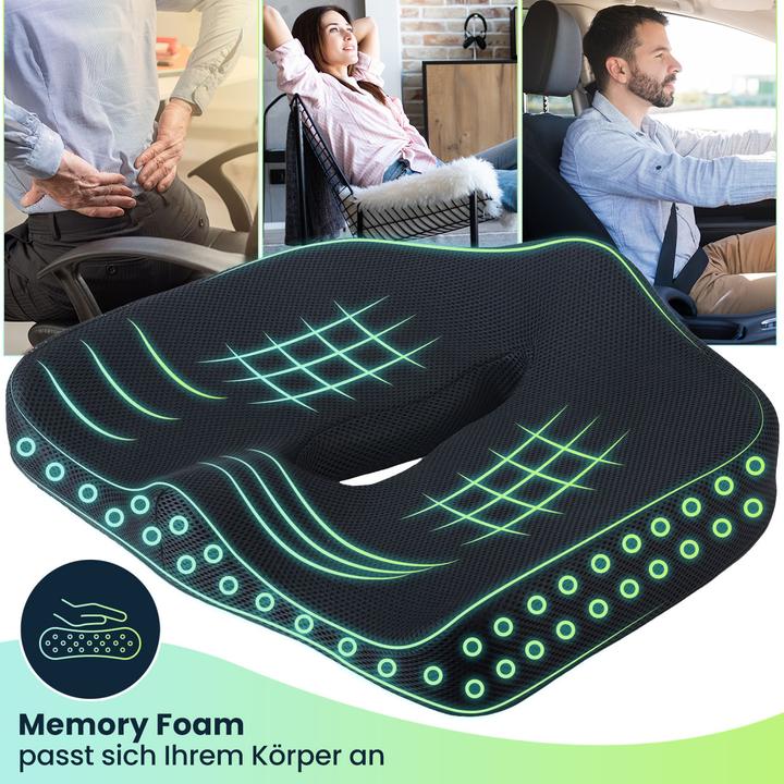 Produktbild Ideoon Ergonomisches Memory-Foam-Sitzkissen - Premium Autositzkissen & Bürostuhlkissen (44 x 35 cm)