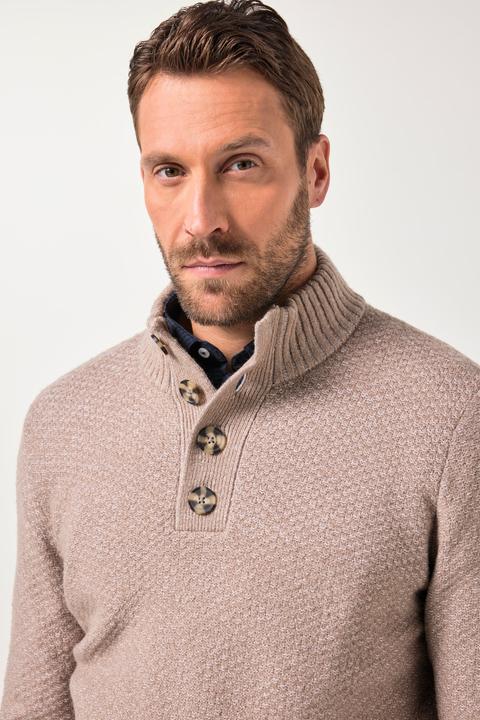 Image du produit JP1880 Stricktroyer, CashmereTouch Strukturstrick, Knopfkragen, bis 7 XL (3XL)